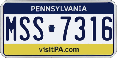 PA license plate MSS7316