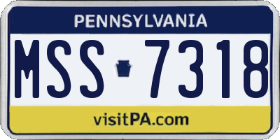 PA license plate MSS7318