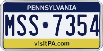 PA license plate MSS7354