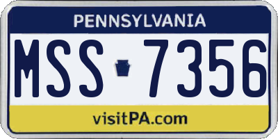 PA license plate MSS7356