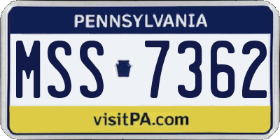 PA license plate MSS7362