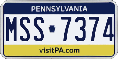 PA license plate MSS7374
