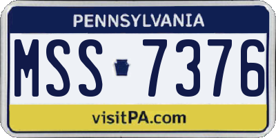 PA license plate MSS7376