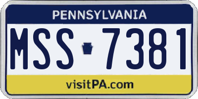 PA license plate MSS7381