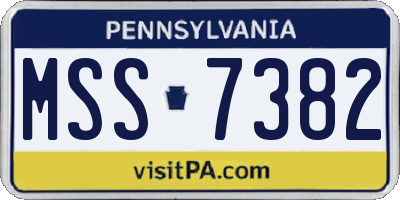 PA license plate MSS7382