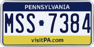 PA license plate MSS7384