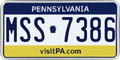 PA license plate MSS7386