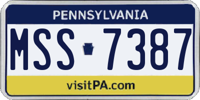 PA license plate MSS7387