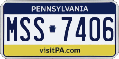 PA license plate MSS7406