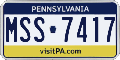 PA license plate MSS7417