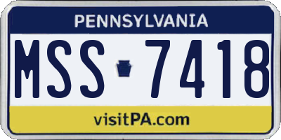 PA license plate MSS7418
