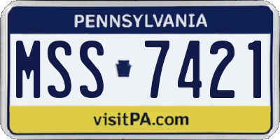 PA license plate MSS7421