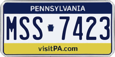PA license plate MSS7423