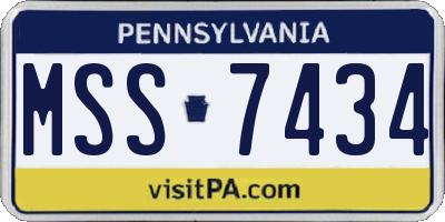 PA license plate MSS7434
