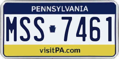 PA license plate MSS7461