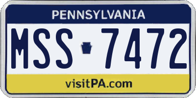 PA license plate MSS7472