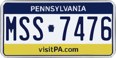 PA license plate MSS7476