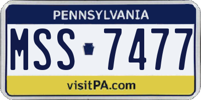 PA license plate MSS7477