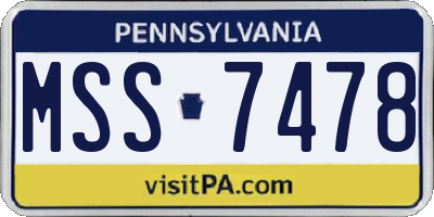 PA license plate MSS7478