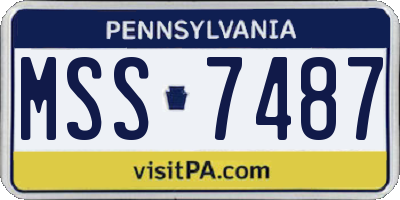 PA license plate MSS7487