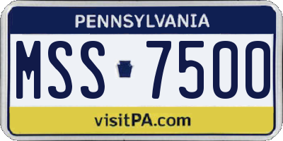 PA license plate MSS7500