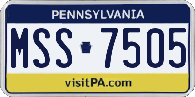 PA license plate MSS7505