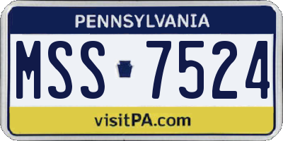 PA license plate MSS7524