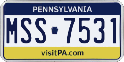 PA license plate MSS7531