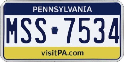 PA license plate MSS7534