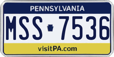 PA license plate MSS7536