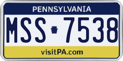 PA license plate MSS7538