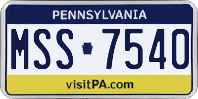 PA license plate MSS7540