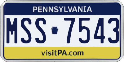 PA license plate MSS7543