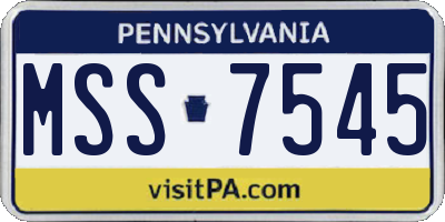 PA license plate MSS7545