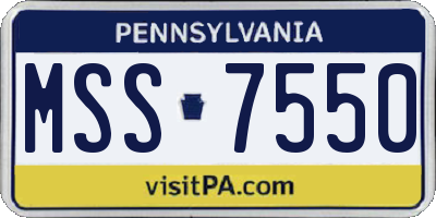 PA license plate MSS7550