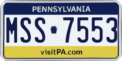 PA license plate MSS7553