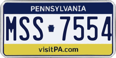 PA license plate MSS7554