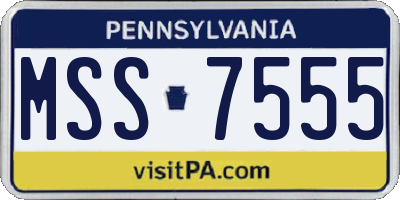 PA license plate MSS7555