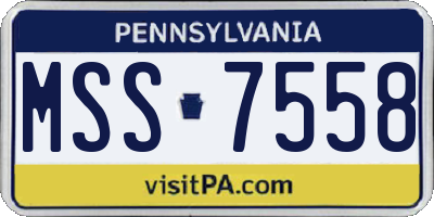 PA license plate MSS7558