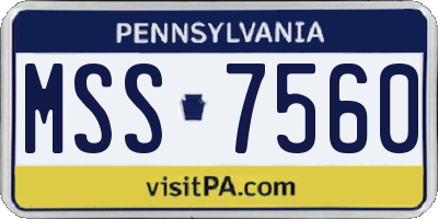 PA license plate MSS7560