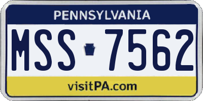 PA license plate MSS7562