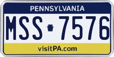 PA license plate MSS7576