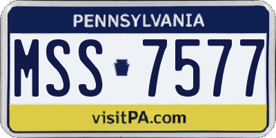 PA license plate MSS7577