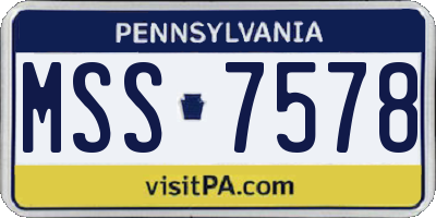 PA license plate MSS7578