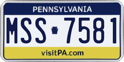 PA license plate MSS7581