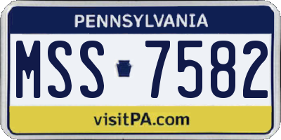 PA license plate MSS7582