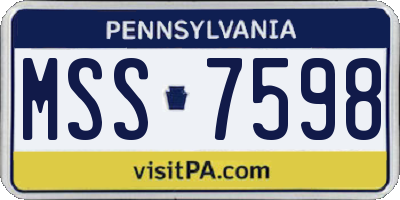 PA license plate MSS7598