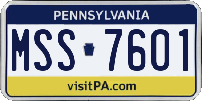PA license plate MSS7601