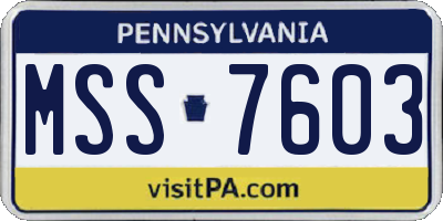 PA license plate MSS7603