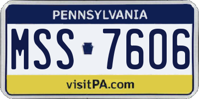 PA license plate MSS7606